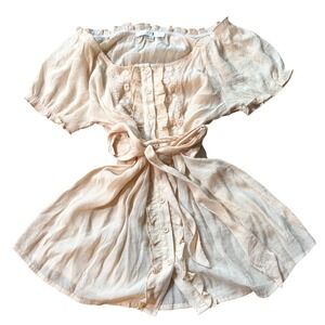 Babydoll Feminine XXI Forever 21 Cottagecore Ruffle Off Tie Waist Blouse M